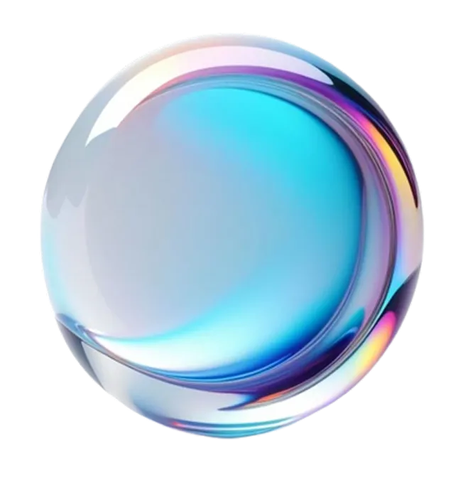 Abstract iridescent orb with blue and purple hues, symbolizing clarity and insight related to salary predictions and negotiations with ORO AI.